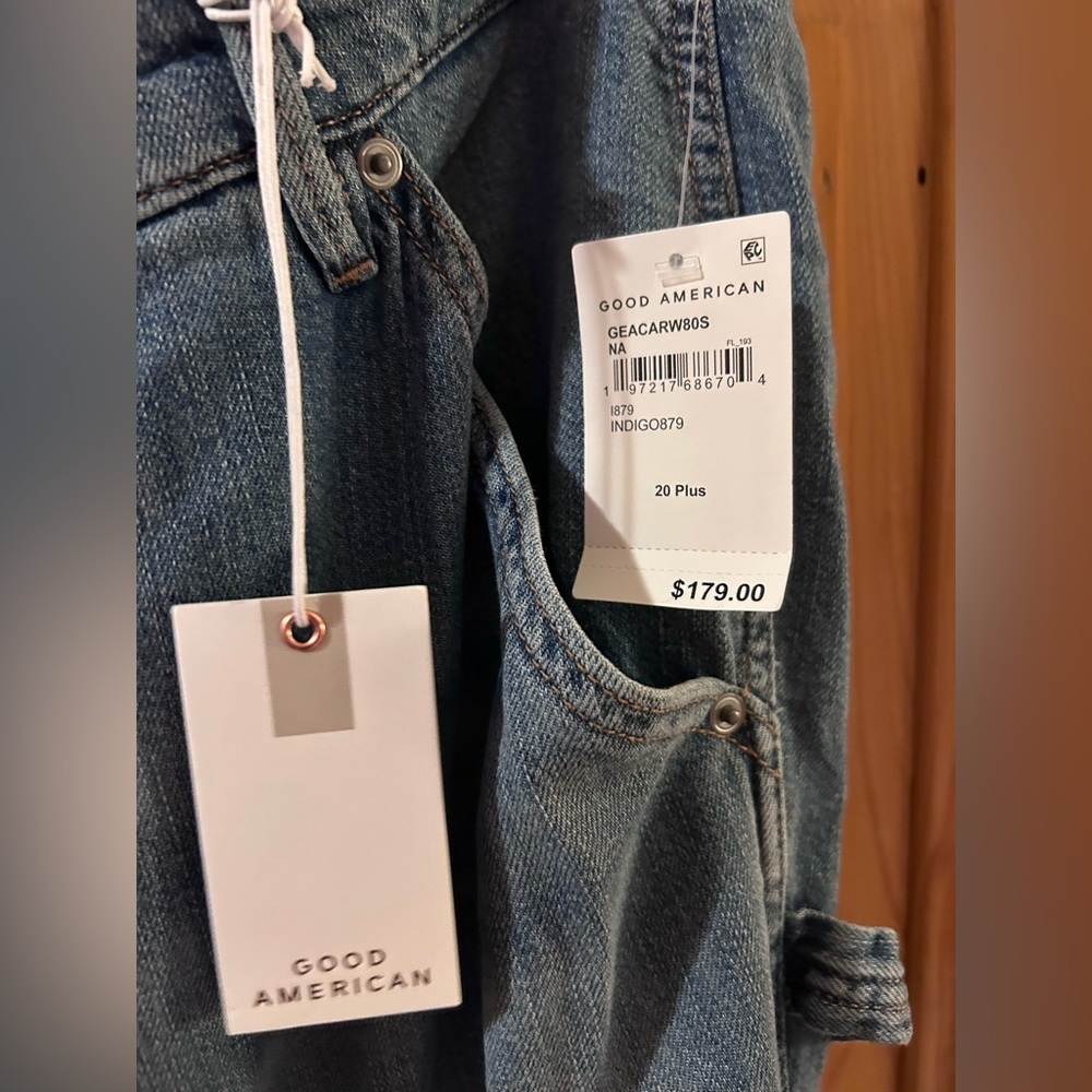Good American Good Ease Relaxed Utility Jeans NWT Size 20 Plus 34” Inseam tall - Picture 7 of 11